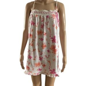 Vintage Victoria’s Secret Floral Babydoll Nightgown size Large  Lace Ribbon Trim